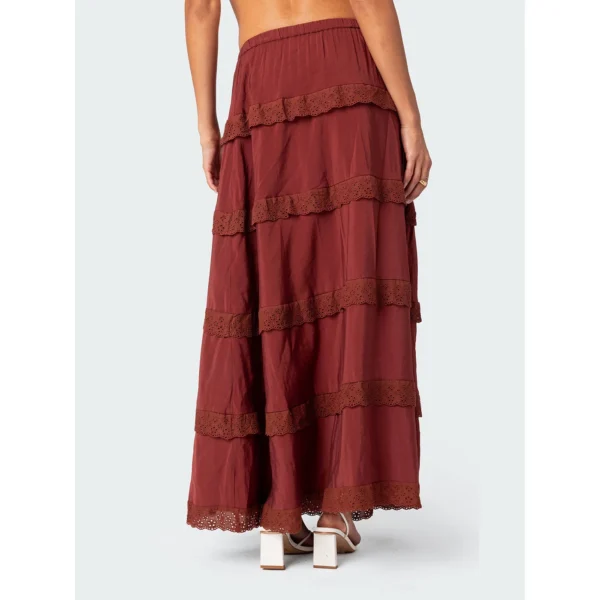 Women Maxi Skirt Summer Boho Beach Elastic Waist Swing Tiered Casual Long Skirt - Image 4